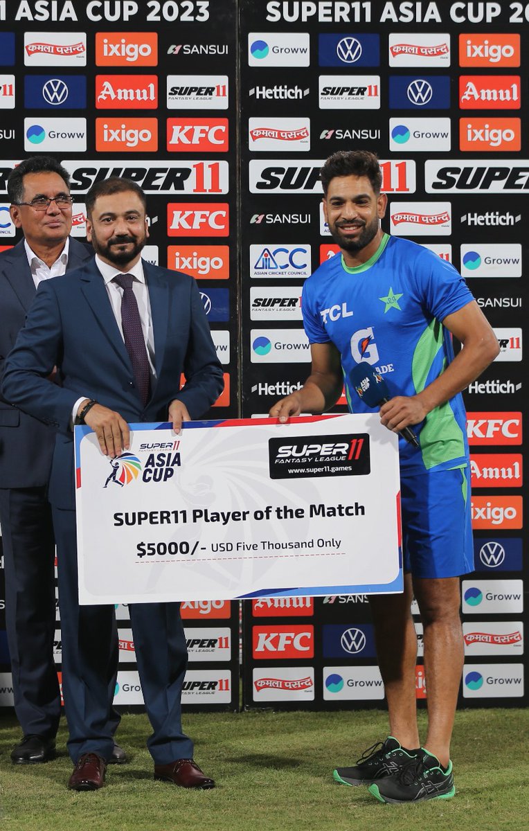 A game in which he completed his 50 ODI wickets, <a href="/HarisRauf14/">Haris Rauf</a> is player of the match for his outstanding spell! 🌟

#PAKvBAN | #AsiaCup2023