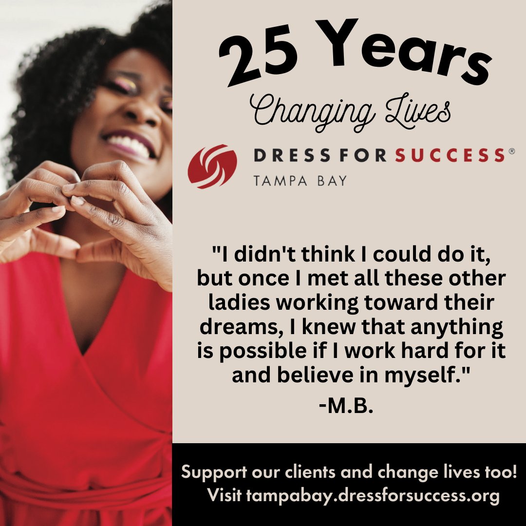On October 4th, celebrate a quarter-century of impact with Dress for Success Tampa Bay. Join us at the Hilton Tampa Downtown for a night of inspiration, fashion, and philanthropy. Your presence makes a difference. 💪💼 #25Years ofDFSTB #SilverAnniversary #25YearsOfChange