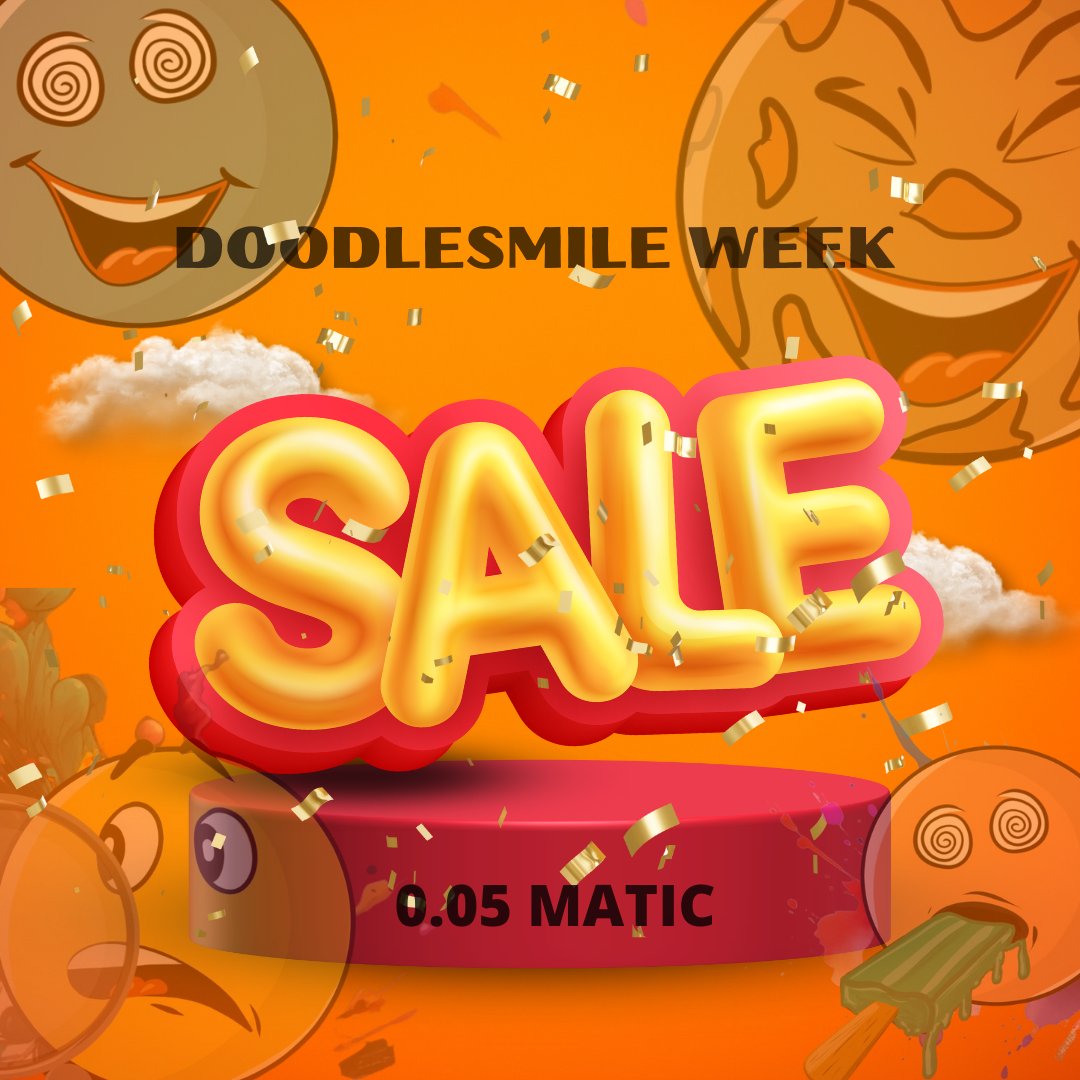🤪Special SALE🙃
🌟DOODLESMILEWEEK🌟
🚨0,05 Matic

Mint Live:
launchmynft.io/collections/0x…

Discord:
discord.gg/SrZrkrNkhx

#NFTGiveaway #NFTs #Giveaway #GiveawayAlert #NFTs #NFT全員プレゼント #NFTDROPS #matic #PolygonNFT #PolygonCommunity #PolygonNFTs #OpenSeaMarket