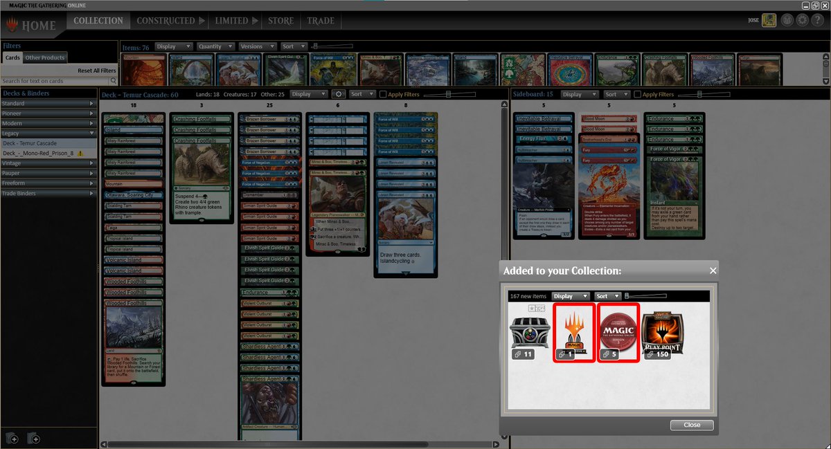 Me aventurando pelo legacy.
Achei um deck que é meu estilo fim de semana fiquei em 10º no challeng e hj eu fiz um troféu.
Segue a lista: