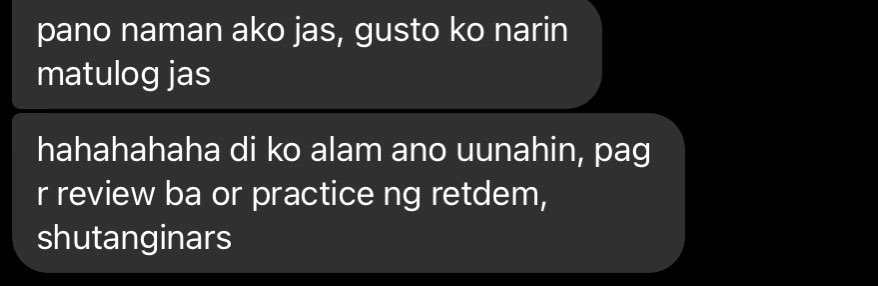 minnnnn_0's tweet photo. Ako din beh. Di lang ikaw🥲 all I said is chat ko na lang mga ka grupo natin bukas para makapag pahinga naman, di lang sila. Tayo din makapag pahinga. It’s been a hell of a day, all of us are tired. Can we just have one night of peace? https://t.co/mAHGHZBXN9
