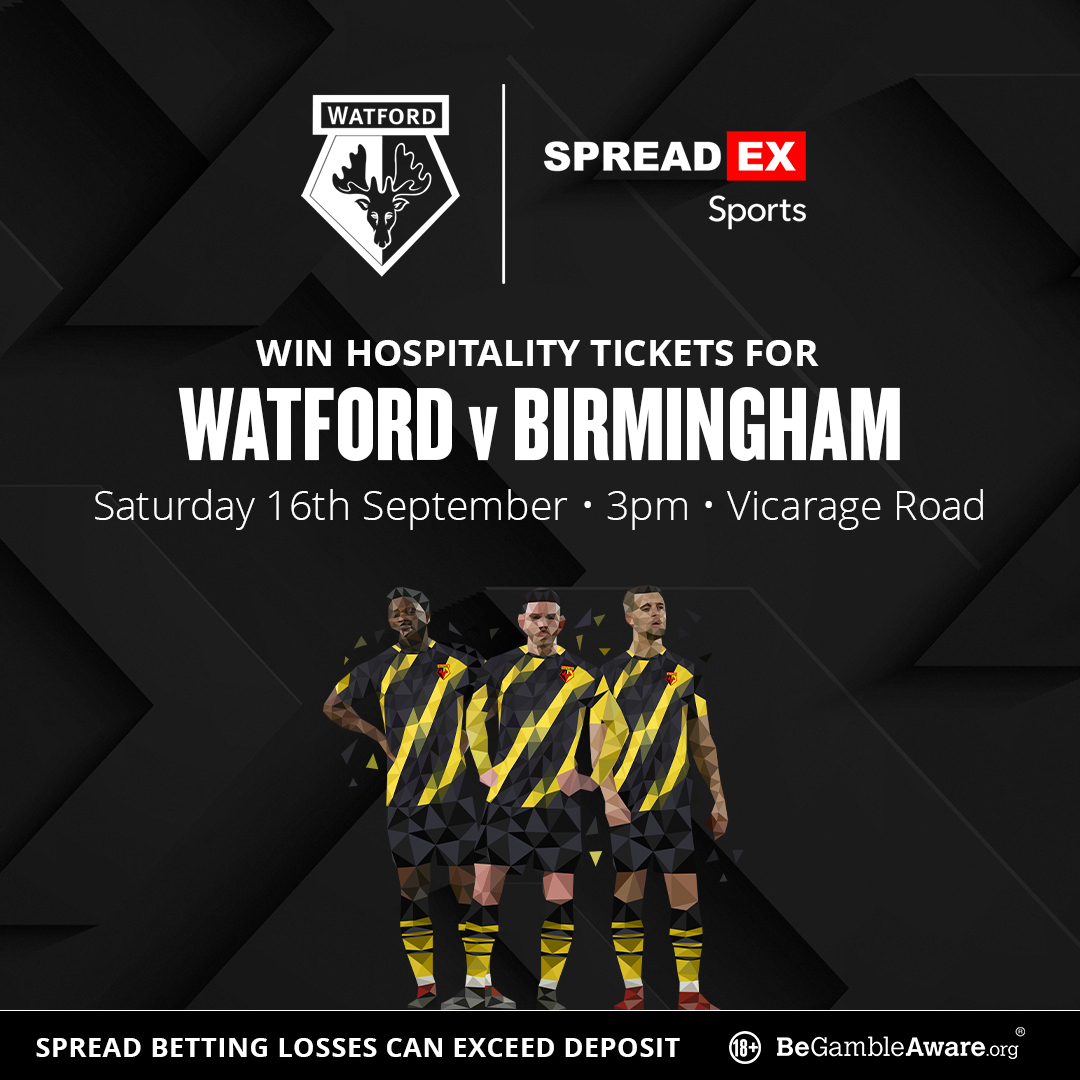 SpreadexSport's tweet image. 🚨Competition Time🚨

How do you fancy the chance to win hospitality tickets to @WatfordFC 🆚 Birmingham City?!🍾🎟️

For the chance to win🥇

1⃣ Follow us + retweet this tweet♻️
2⃣ Enter your details in the entry form below⤵️
spreadex.com/watfordhosp

TS&amp;amp;C's Apply🔞
