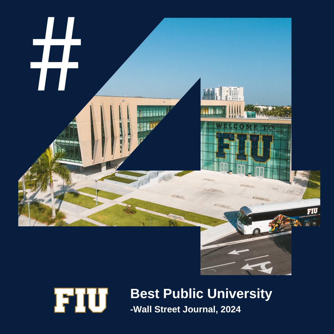 Wall Street Journal ranks FIU No. 4 best public university, No. 29 overall. We extend our gratitude to our students and alumni whose support and commitment have played an instrumental role in propelling FIU among the nation's top universities. #HigherEducation #UniversityRankings