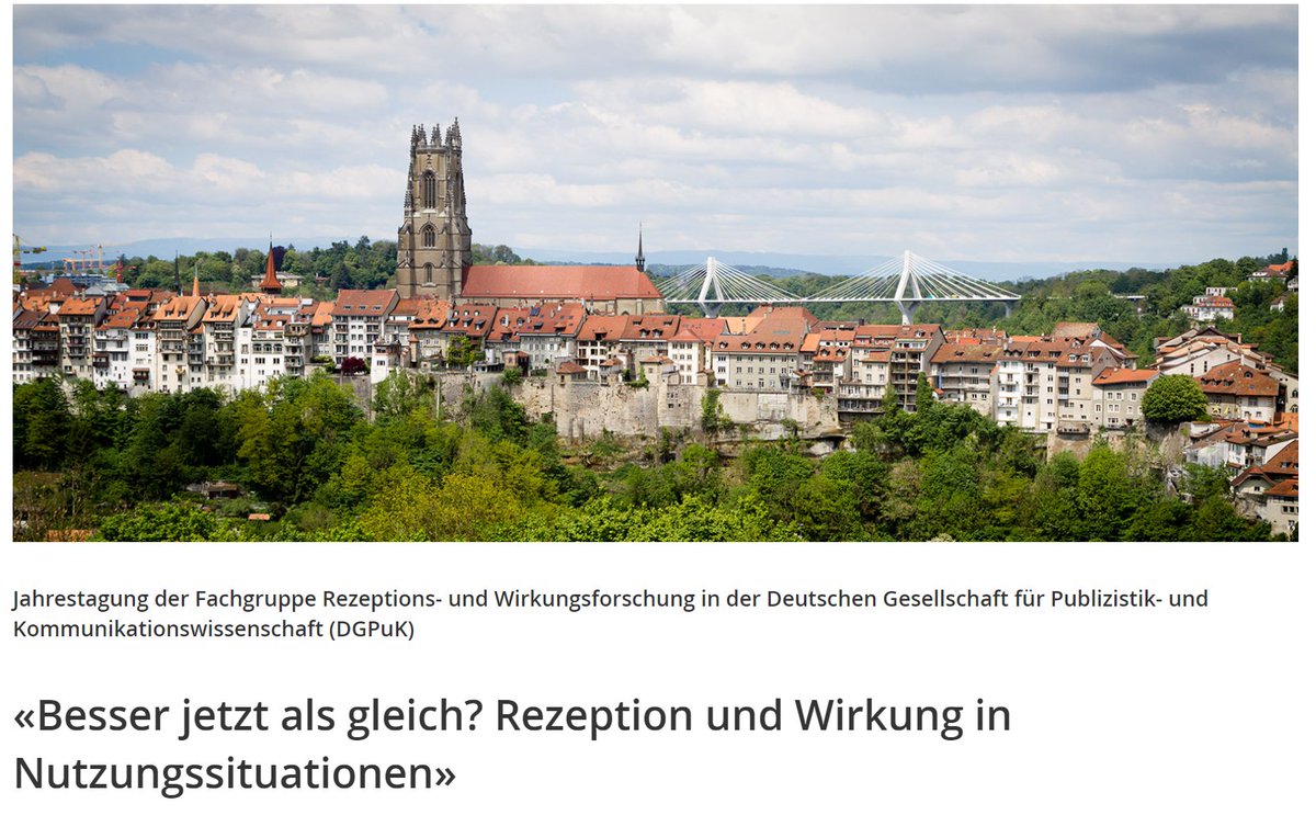 Besser jetzt & spätestens in 7⃣ Tagen & 7⃣ Stunden & 7⃣ Minuten ➡️ soviel Zeit ⏱️ bleibt noch für eure Einreichungen zu unserer Tagung «Besser jetzt als gleich? Rezeption & Wirkung in Nutzungssituationen» in Fribourg @dcm_unifr Zur Tagungswebseite: unifr.ch/dcm/de/news/re…