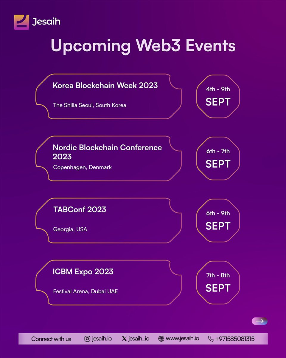Exciting Web3 Events Ahead!! Mark your calendars from September through December as we dive into the world of decentralized technology.

#web3 #BlockchainEvents #2023calendar