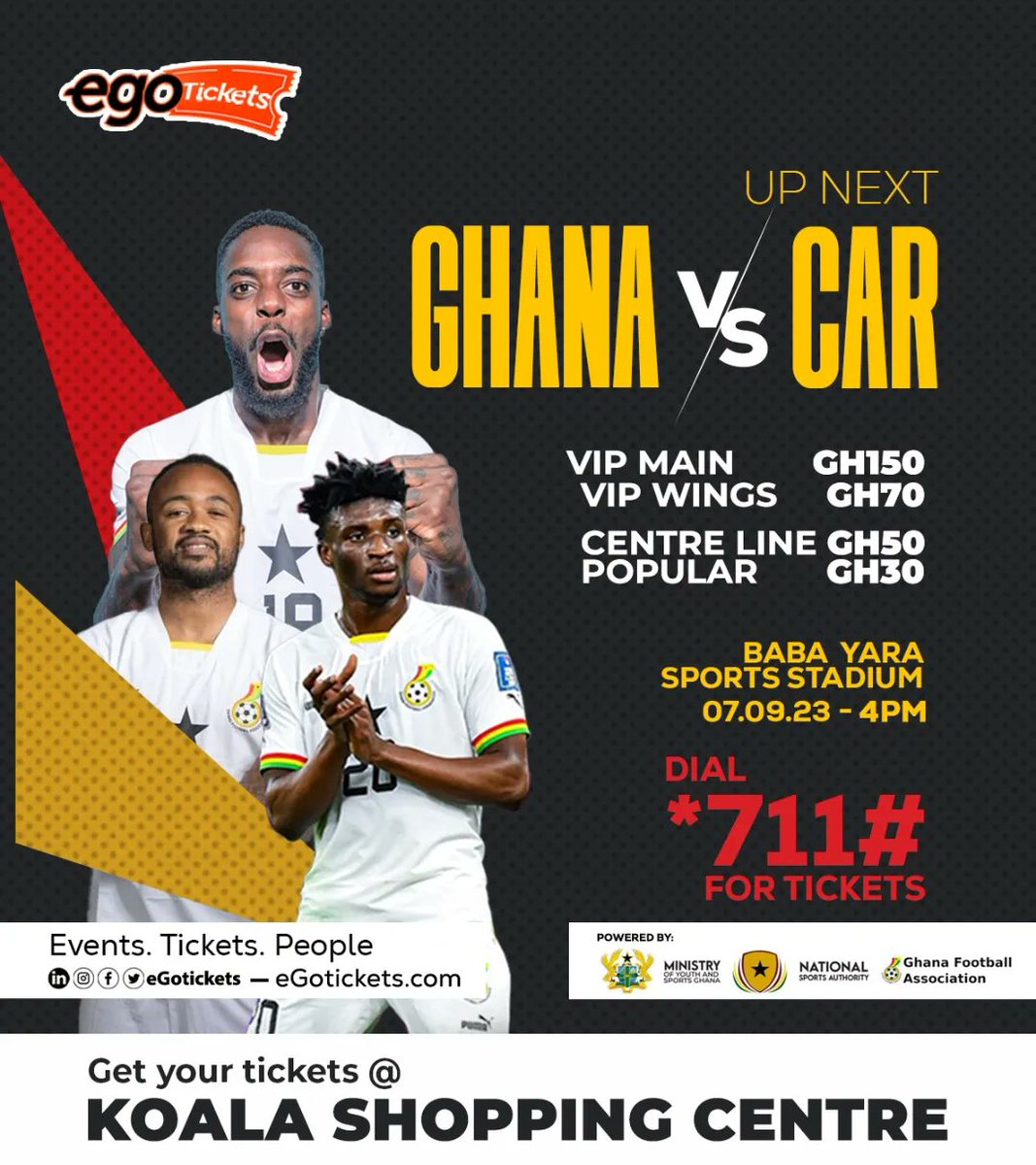 eGotickets's tweet photo. Did you know you could walk in for your tickets?
Visit Untamed Empire, Spintex Rd Accra or any Koala Shopping Centre today for all your event tickets on https://t.co/pD3GNaqqve
E-ticketing made easy for you π
#egotickets #dadanaa #walkinservice #digitaltickets #ghanavscar https://t.co/qUpwYVTCSf