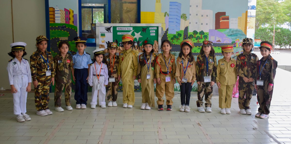 dpspakistan's tweet photo. On Defense Day, Dawood Public School's Pre-Primary Section and Evening School honored the courageous individuals of our armed forces. During the assembly, our teachers and students sang patriotic songs, and our young talents delivered a heartfelt homage to our veterans. https://t.co/QBkxyRDMXx