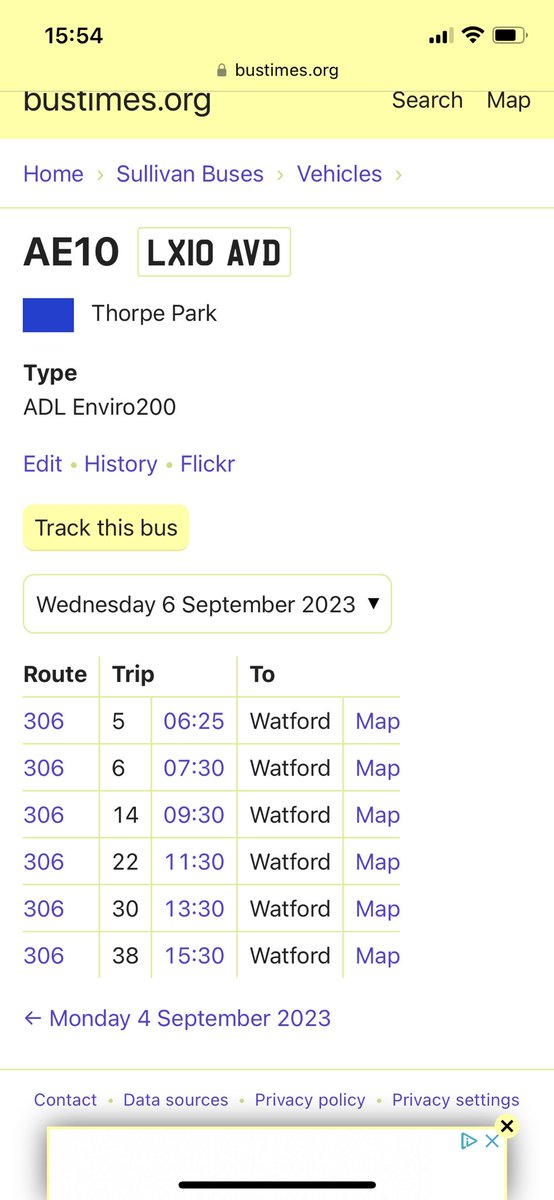 elvisola's tweet photo. @Sullivanbuses My daughter now stranded in Watford for god knows how long because the driver of the 306 hadn’t changed the destination from Thorpe Park to Borehanwood. 4pm bus also nowhere to be seen on the tracker. https://t.co/x0makAIxkn