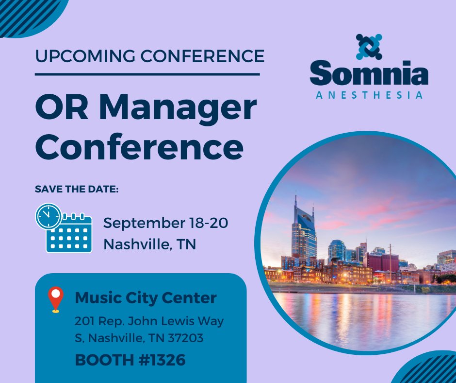 SomniaInc's tweet photo. Somnia is headed to Nashville, TN for the OR Manager Conference this September! We'll be giving away a great prize box so don't miss us there at Booth #1326 #ORManager #ORManager2023 https://t.co/t4NZ8pe4S9