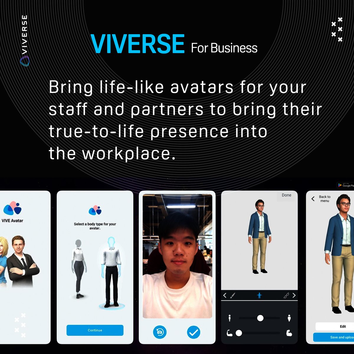 htcvive's tweet photo. Whether it's a virtual meeting or an AI-driven conversation, having life-like avatars will enhance collaborations by adding depth and realism.

Elevate your business today: https://t.co/9q7XHhToUZ

#VIVERSE #VRFORBUSINESS #VR #CORPORATESOLUTIONS #BUSINESS #VIRTUALTEAM https://t.co/m86ZQbLorf