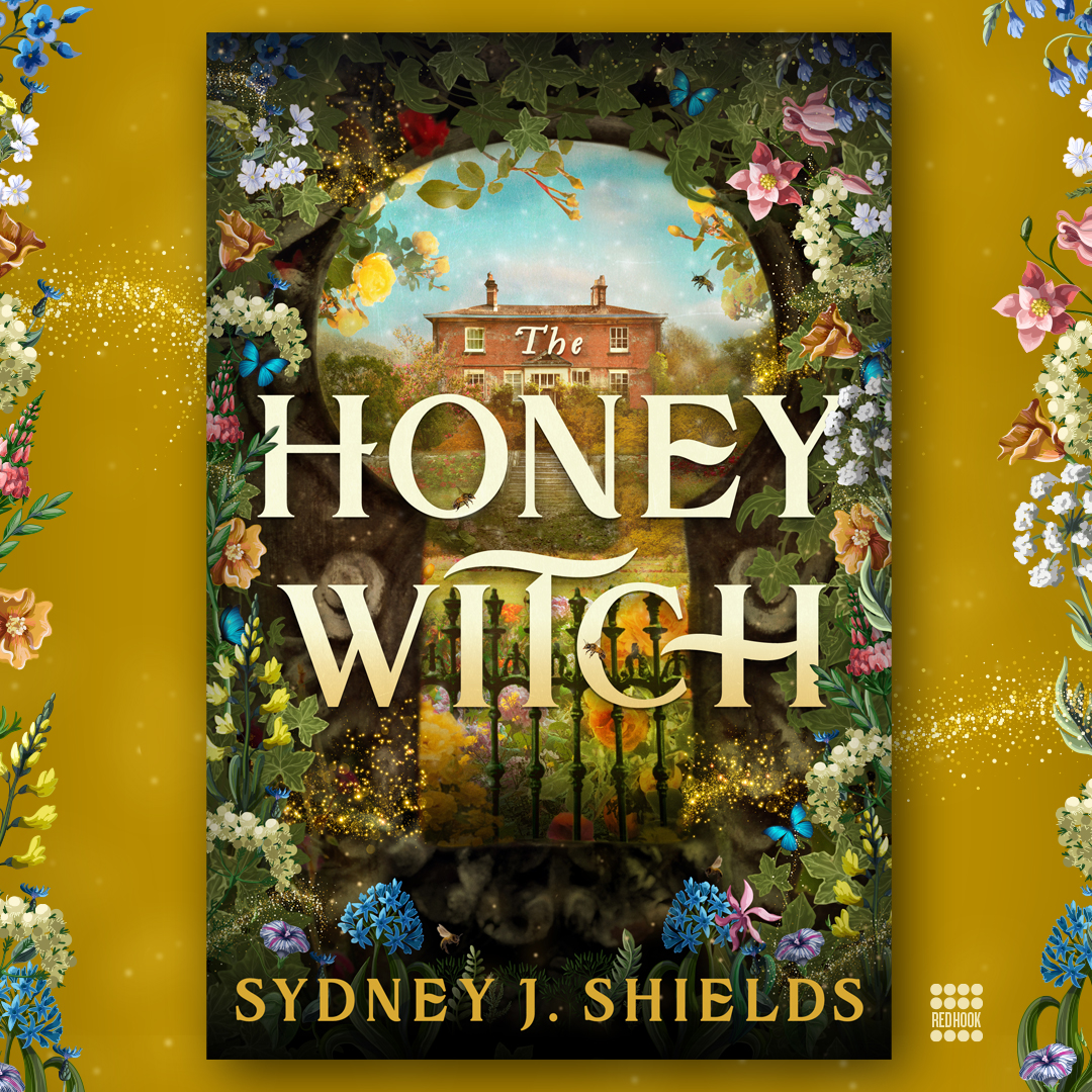 ICYMI, here's the cover of THE HONEY WITCH by Sydney J. Shields! The Honey Witch of Innisfree can never find true love. But when a young woman who doesn’t believe in magic arrives on her island, sparks will fly. Pre-order now: US: bit.ly/3Zmmj6x Design by @VonBrooklyn