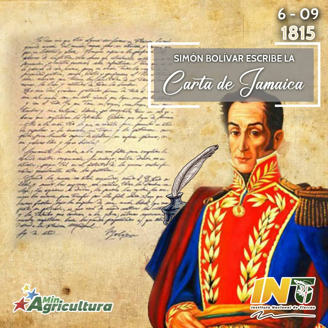 #Efeméride| El 6 de septiembre de 1815, nuestro Libertador Simón Bolívar escribe La Carta de Jamaica, documento que insta a romper con la opresión del yugo español y a consolidar la independencia de nuestra América.