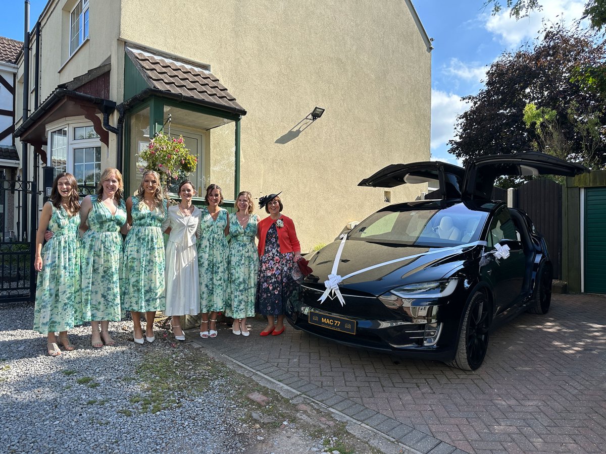 Mac77Cars's tweet photo. Massive congratulations to Lily &amp; Carl this weekend 
💒💍🥂🎉
It was a pleasure to be part of their special day with our Tesla Model X car, and we wish the bride and groom every happiness in their future together.
#weddingcars #weddingcarhire #teslamodelx #mac77cars https://t.co/IRefDvR2XB