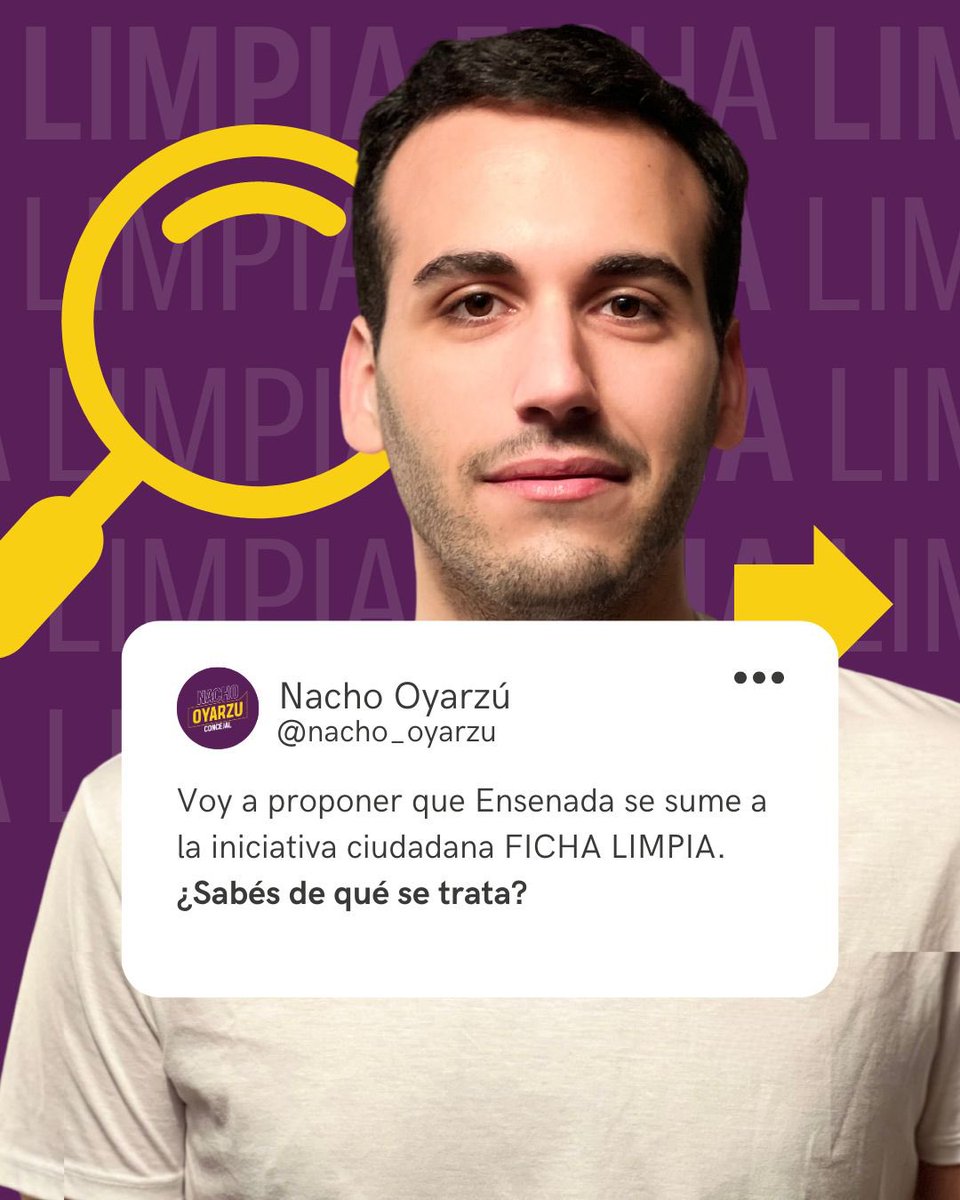 NachoOyarzu's tweet photo. Por eso mi primer compromiso de campaña es impulsar desde el Concejo Deliberante una ordenanza de @FichaLimpia para cargos no electivos!

📍Ensenada https://t.co/TginLFXeRJ