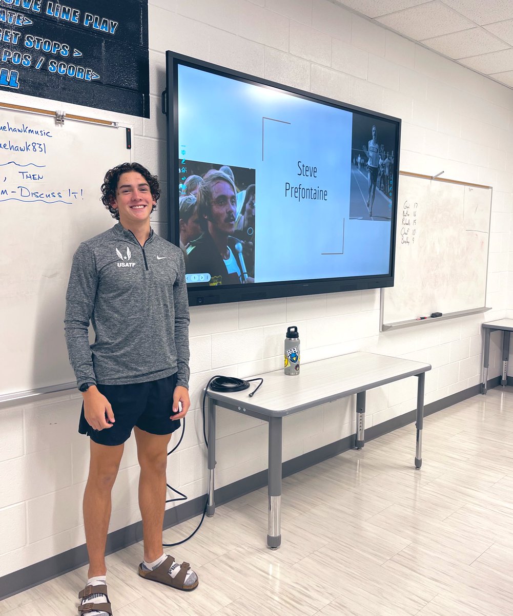 rockhillxctf's tweet photo. Our Senior Character lessons continued this morning with Logan Dellenbach who taught us about Steve Prefontaineβs legacy on the sport of running. #RunRockRun https://t.co/6uRDVXpn3z