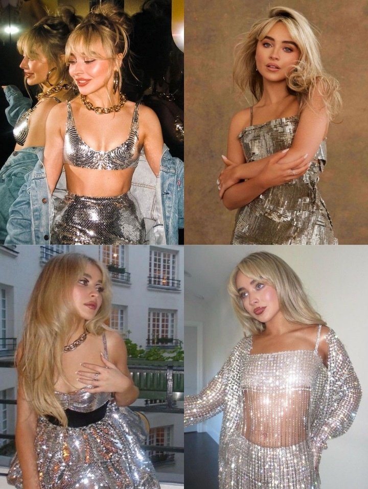 something about sabrina carpenter in these silver outfits something about sabrina carpenter in these silver outfits
