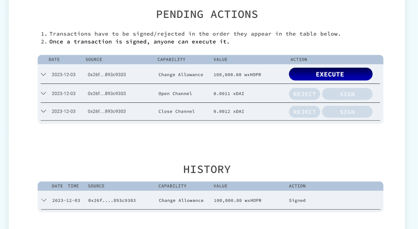 hoprnet's tweet photo. @DAppNode Your node has access to a chain key locally, which it uses to sign for node operations such as closing payment channels or redeeming tickets

Beyond that, your node needs approval from your HOPR Safe, almost like a 2FA, which you can approve of within the new Staking UI ✍️

5/7 https://t.co/WTnRZRqZCE