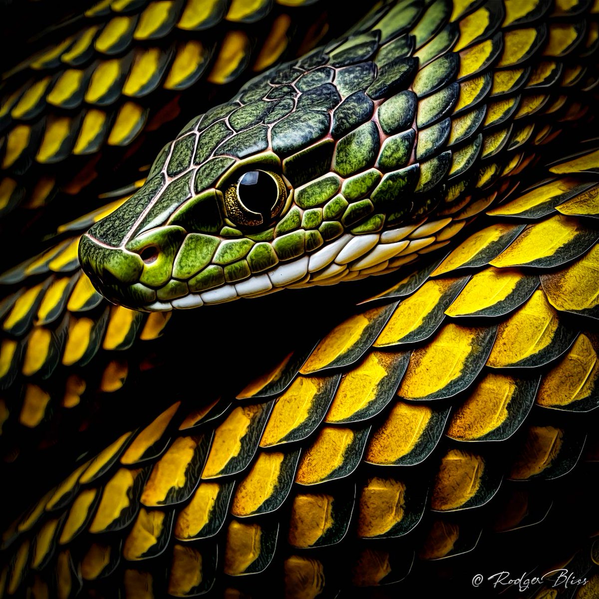 Serpentine Shadows
©2023 Rodger Bliss
#MidnightMysteries #snake
Serpentine shadows, in the pale moonlight. Slithering secrets, in the stillness of night. So watch as they weave, their tales in the night. In the land of enigma, where dreams take flight.