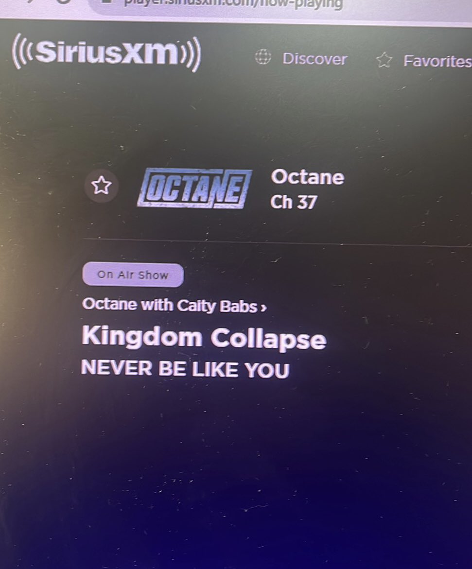 queensgoth's tweet photo. Oh @SXMOctane &amp; @CiBabs thanks 4 playing the new banger #neverbelikeyou by my favs @kingdomcollapse absolutely love it, #BigUns we’re comin 4 ya #newmusic #KCArmy #hardrock #SXMOctane https://t.co/8xJLRkH97I