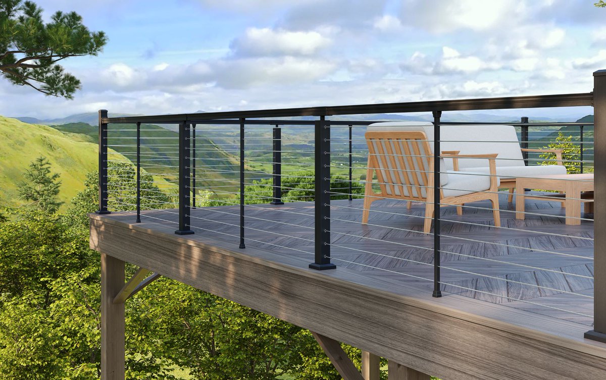 In addition to our standard crossover post (for use with vertical cable and traditional infills), Key-Link also has a horizontal cable crossover post with fittings already installed! You can create a look like this!