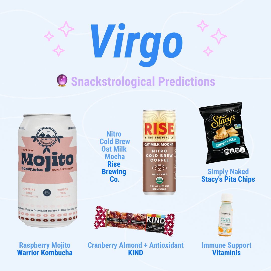 Crafty (@crafty_delivers) on Twitter photo 🔮 Tag your favorite Virgo! Just when you thought you had your office snack routine down, the universe decides to throw you a plot twist. Add these newbies into your lineup: <a href="/RISEBrewingCo_1/">RISE Brewing Co.</a> <a href="/KINDSnacks/">KIND Snacks</a> #vitaminis <a href="/StacysPitaChips/">Stacy's Pita Chips</a> <a href="/Warriorkombucha/">Warrior Kombucha</a> #OfficeSnacks #Virgo 🔮 Tag your favorite Virgo! Just when you thought you had your office snack routine down, the universe decides to throw you a plot twist. Add these newbies into your lineup: <a href="/RISEBrewingCo_1/">RISE Brewing Co.</a> <a href="/KINDSnacks/">KIND Snacks</a> #vitaminis <a href="/StacysPitaChips/">Stacy's Pita Chips</a> <a href="/Warriorkombucha/">Warrior Kombucha</a> #OfficeSnacks #Virgo