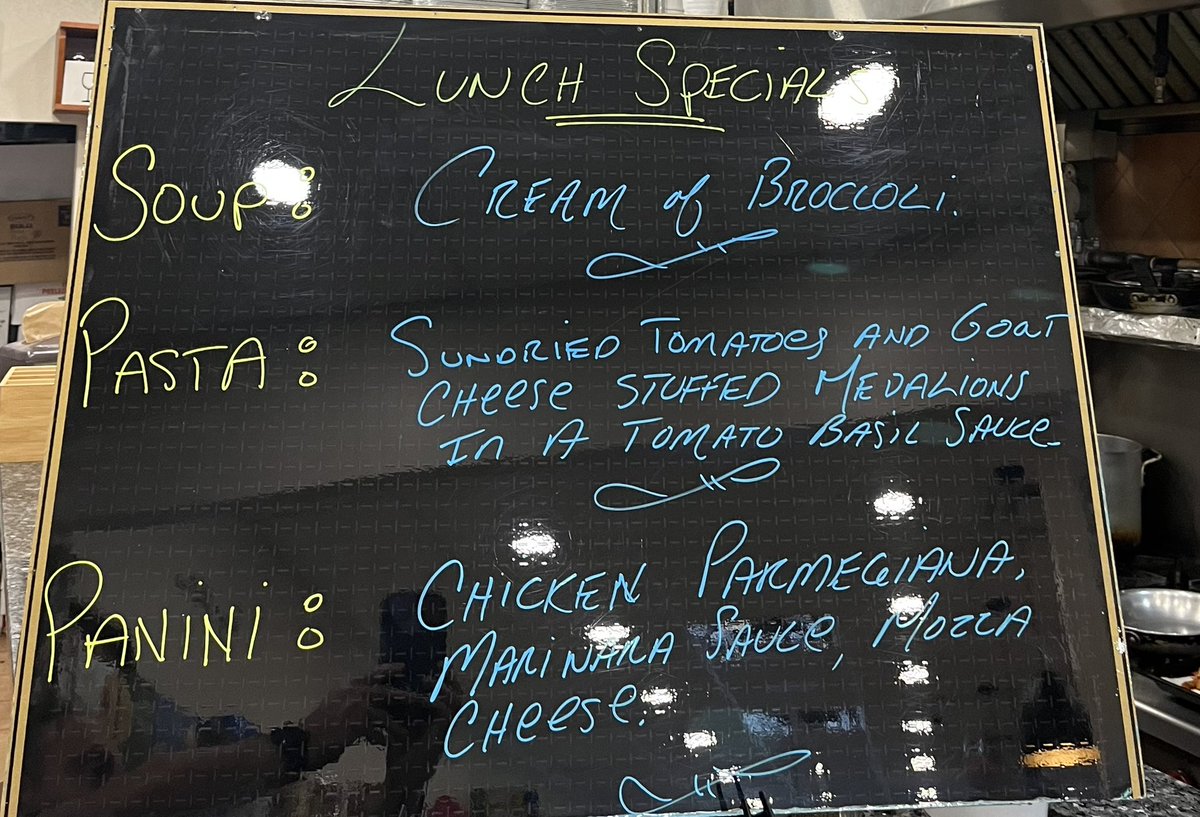 Today’s lunch specials plus our delicious deli sandwiches and salads
