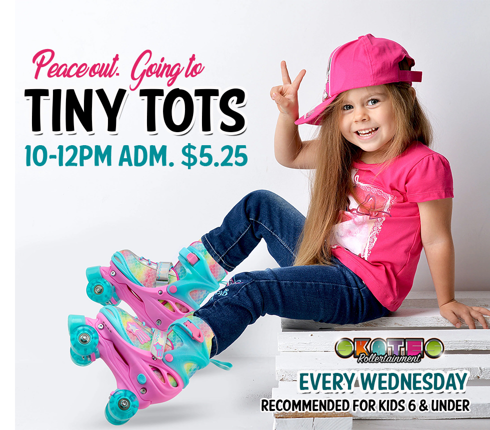 SkatesCenter's tweet photo. Tiny Tot skate every Wednesday morning at SKATES. 10am-12pm. Adm. $5.25 includes skates, scooters, gliders, and bounce house. Bring the littles down and play with us! Recommended for kids 6 and under. https://t.co/rdOkAxxT3i