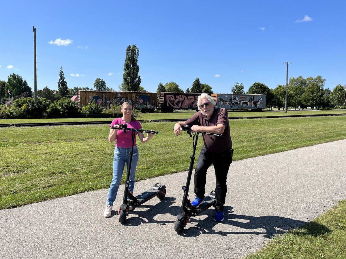 special thanks to Ian McCallum <a href="/ianscityscope/">ianscityscope</a> for coming out for one of our electric scooter ‘preview tours’ last week in St. Thomas 🛴☀️ Maddie showed Ian around &amp; here is Ian’s blog post: ianscityscope.com/2023/09/02/two… … book tours online @ECRailwayMuseum
