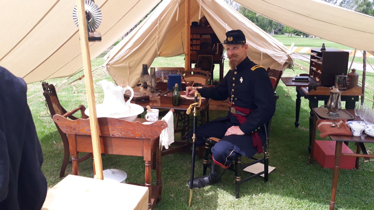 Was at a wonderful Civil War Days reenactment this weekend; this stylish gent occupied the tent leading the Union forces. Everything there is period-correct.

#CivilWar #CivilWarDays #reenactment #livinghistory #WildWest #HuntingtonBeach #commandingofficer #CO #UnionArmy #Union
