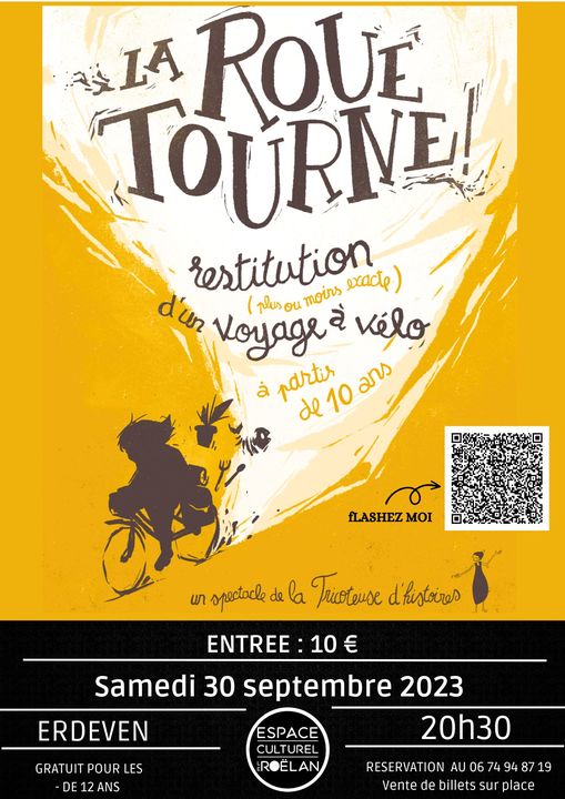 La Tricoteuse d'histoires !! 
Erdeven (56) 30 septembre 20h30
Conférence gesticulée sur le voyage à vélo, de récits et anecdotes pétris de vérités arrangées, le tout raconté avec une certaine auto-dérision
Billetterie ouverte sur Weezevent !