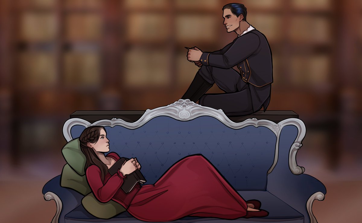 opalreyne's tweet photo. Valerie & Geryon's first "official" meeting.
I loved how our over-confident Dragon introduces himself to our unwitting heroine.
He's confident, mischievous, and sassy xD
Let the game of cat and mouse begin!
Book: #TheShadowHunter
Series: #WitchBound - Book 2
Artist: @LucielArt_ https://t.co/gAZM1JXSDI