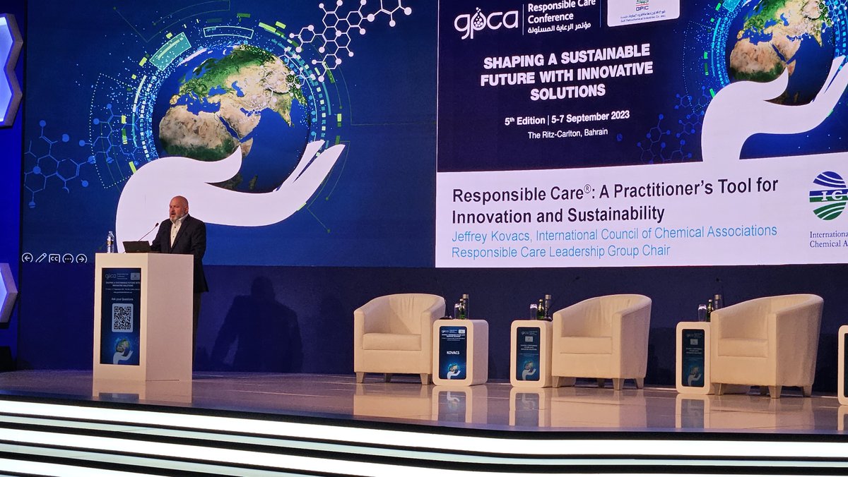 ICCA_Chem's tweet photo. DYK: Responsible Care is practiced in 70+ economies worldwide! ICCA's Responsible Care Chair Jeff Kovacs joined @GulfPetChem today to share how the chemical industry's leading safety &amp; sustainability program can help practitioners address our world's biggest challenges. https://t.co/lc0EwsiUUV