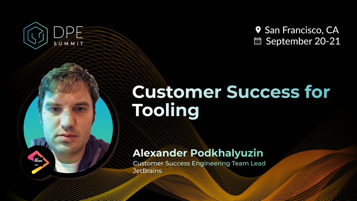 dpesummit's tweet image. Join the only event dedicated to #DeveloperProductivityEngineering and #DeveloperExperience and hear @Safela, Engineering Team Lead at JetBrains, present “Customer Success for Tooling”. Podkhalyuzin will share the story behind JetBrain’s formation of their Customer Success…