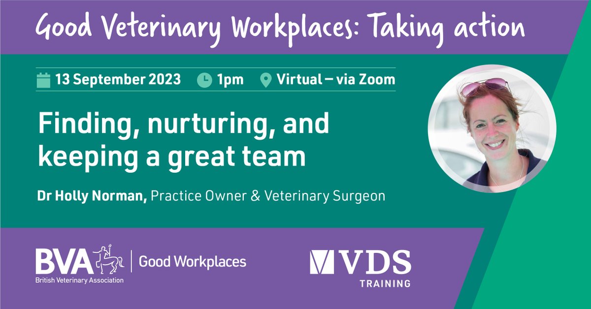 BritishVets's tweet photo. There's still time to sign up for next week's #GoodWorkplaces webinar!

Join Dr Holly Norman to get the low-down on finding the best talent, keeping them happy, and making sure they stick around.

📅 1pm, Wednesday 13 September
📍 Zoom

Register now 👉 https://t.co/2UzG5SLMVq https://t.co/AbP0No4sNW