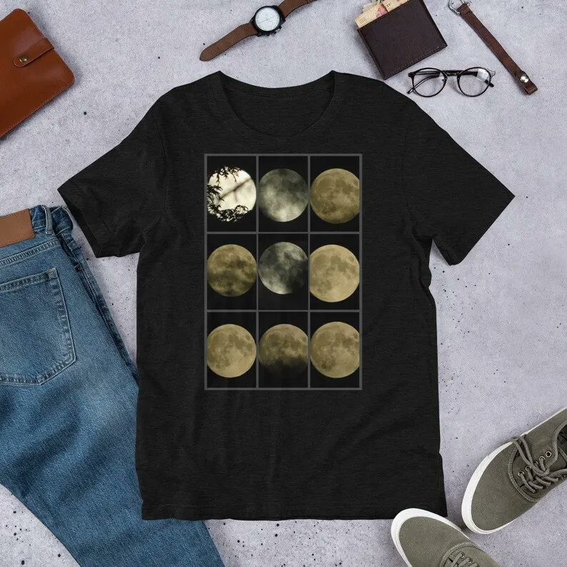 RadioBarz's tweet photo. One Moon, Many Moods Short-Sleeve Unisex T-Shirt. Photos by @mikebarzacchini Available on @etsy https://t.co/wXmi2iuqxU https://t.co/R02oGqFhrS