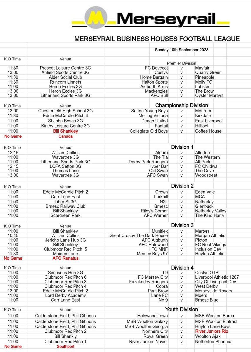 BusinessHouses2's tweet photo. Fixtures for Sunday 10th September ⚽ https://t.co/Y5FZKXgq2n
