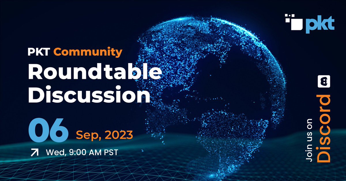 pktcash's tweet image. Join is today at 9am PST for a PKT Roundtable discussion on our discord channel. We have some big announcements 📢 discord.com/events/7972513… #pktarmy