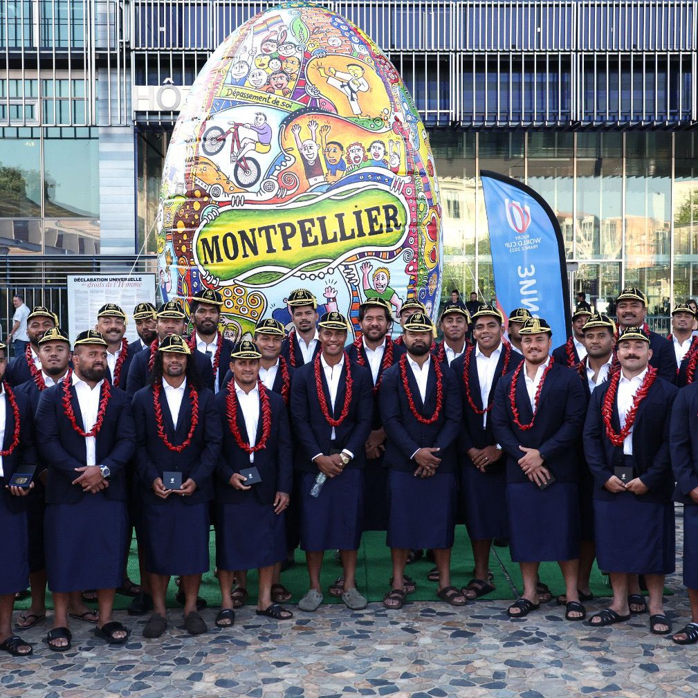 rugbyworldcup's tweet photo. Samoa have arrived 👋

#RWC2023 | @manusamoa https://t.co/QOdEsufJWT
