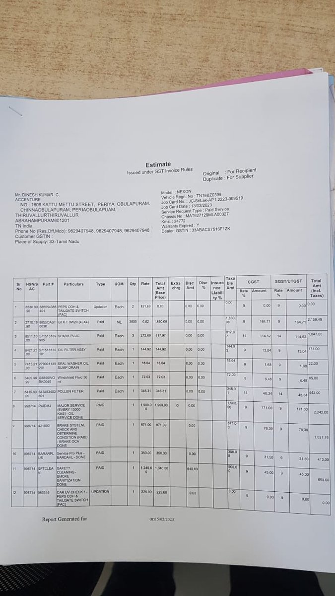 dineshchoklingm's tweet photo. 1/3
Dear @TataMotors I have been doing services to my Tata Nexon XZ+ for the past three times in Sri Lakshmi Auto Ambattur, Chennai and I have been getting very bad experiences with them. They have recently changed spark plug but within 7 months see the condition in below photo. https://t.co/3D0F4YA2Ah