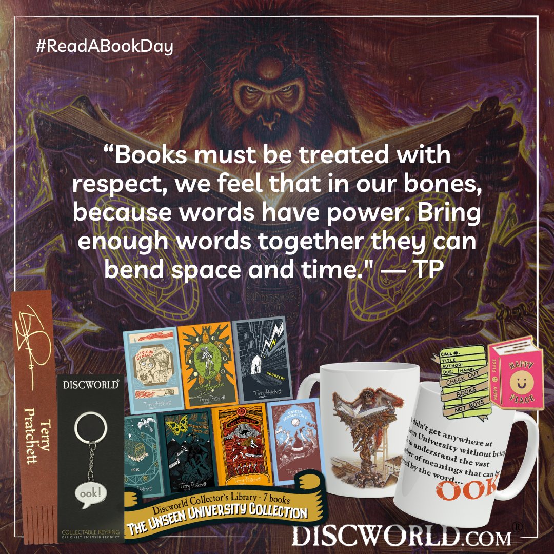 #ReadABookDay “Books must be treated with respect, we feel that in our bones, because words have power. Bring enough words together they can bend space and time.' — #TerryPratchett #Discworld 🐢 discworld.com