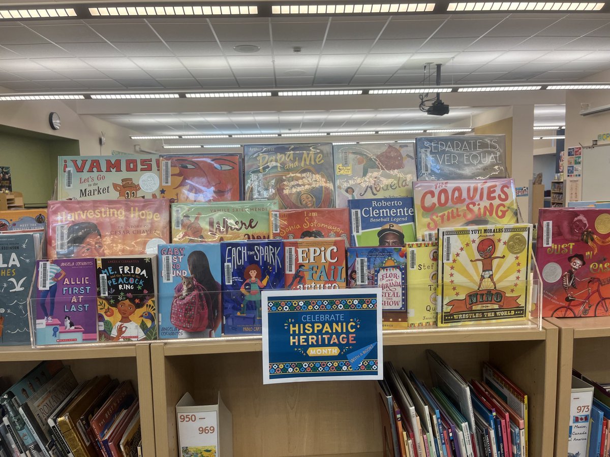 Celebrating National Hispanic Heritage Month with so many engaging and informative books. Thanks to Mrs. Perkins and Mrs. Braden for keeping our library stocked with the very best books! 📚 🐿️