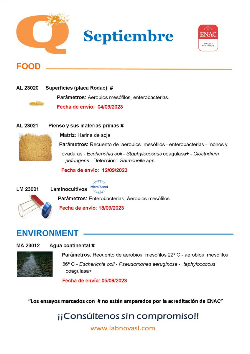 Todavía estáis a tiempo de apuntaros a alguna de nuestras rondas de intercomparativos de Septiembre. 
Este mes, como NOVEDAD, junto con @microplanet, lanzamos la ronda de #Laminocutivos.