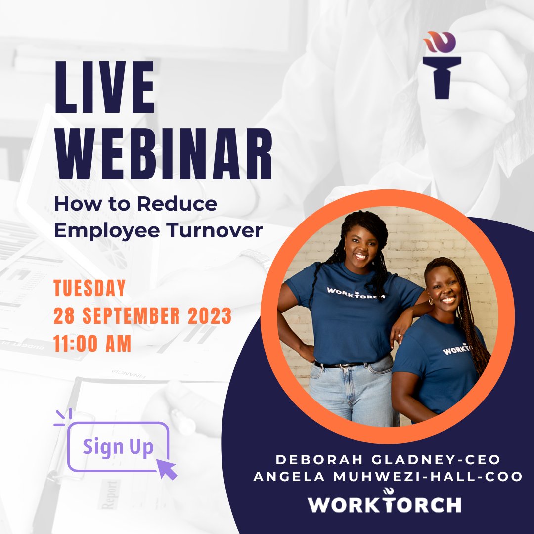 worktorch_'s tweet photo. Exciting news! Our webinar, "How to Reduce Employee Turnover," is just around the corner. Join us on September 28th at 11:00 AM CST.
Reserve your spot now: https://t.co/xPcrDg9WN3
#EmployeeRetention #WorkTorch #Webinar #HumanResources #HR #Saas #Culture https://t.co/kSAjxK6sPN