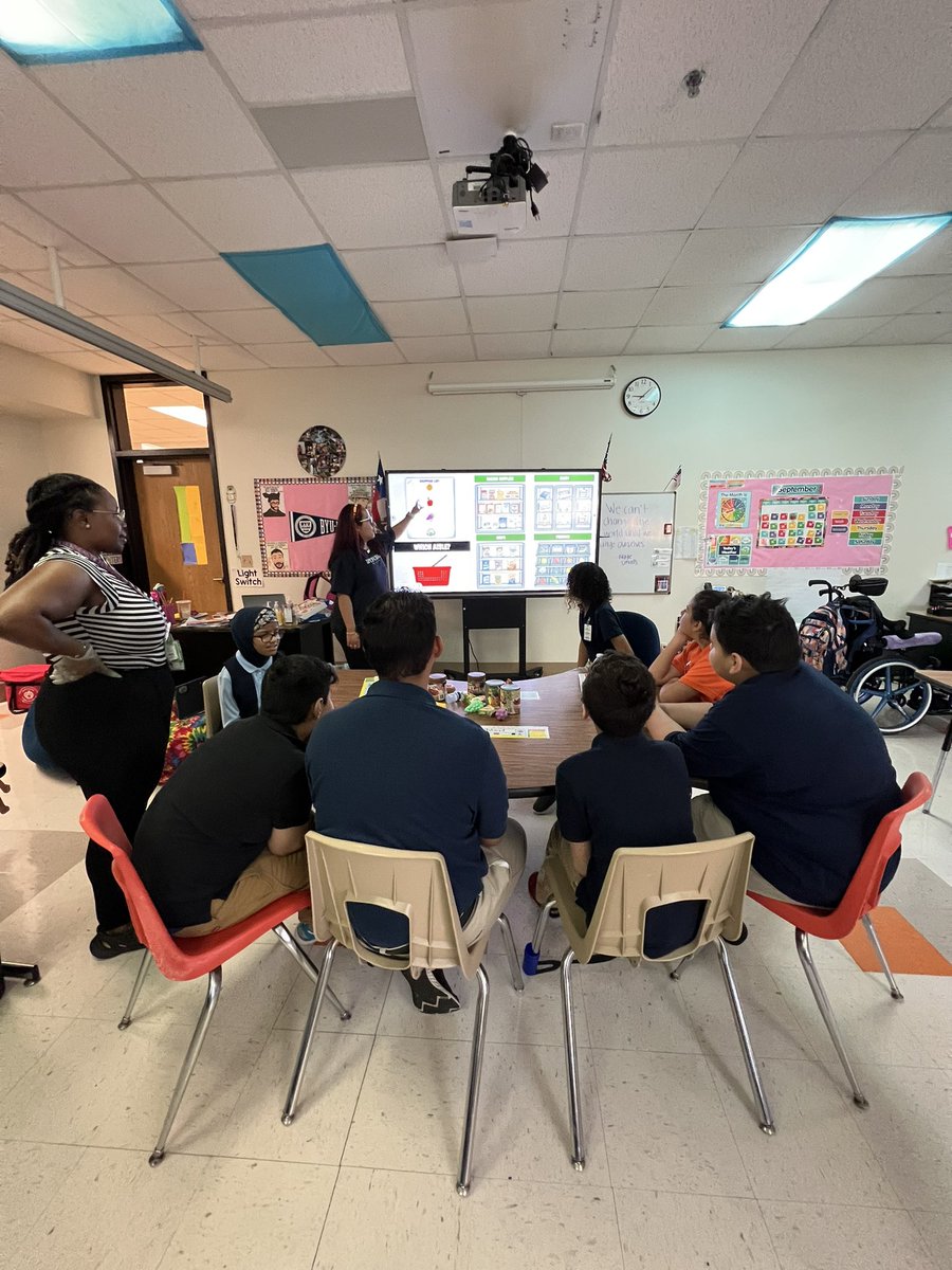 TravisMSLIFE's tweet photo. Ms. Cruz and I combined our Vocational and Math class today to teach about doing grocery shopping and adding money to buy the food. The students had fun doing this hands on activity! @JefitaJohnson #travisms #LIFE https://t.co/o6UD9rPpmF
