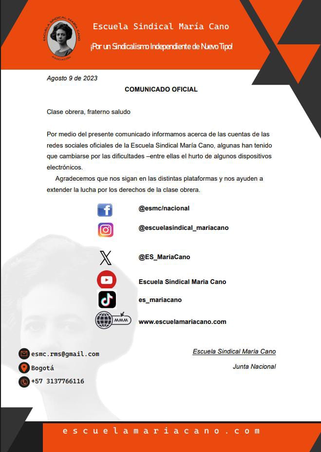 Escuela Sindical María Cano (Asociación) tweet media