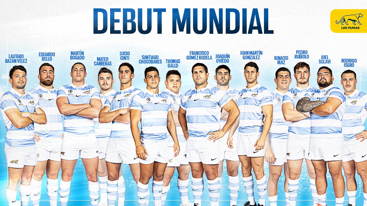 𝗠𝗶 𝗽𝗿𝗶𝗺𝗲𝗿𝗮 𝗖𝗼𝗽𝗮 𝗱𝗲𝗹 𝗠𝘂𝗻𝗱𝗼 🏆

Los 1️⃣4️⃣ jugadores que ingresarán en la historia de Los Pumas tras disputar su primer mundial. 

#SomosLosPumas | #PorLaGloria