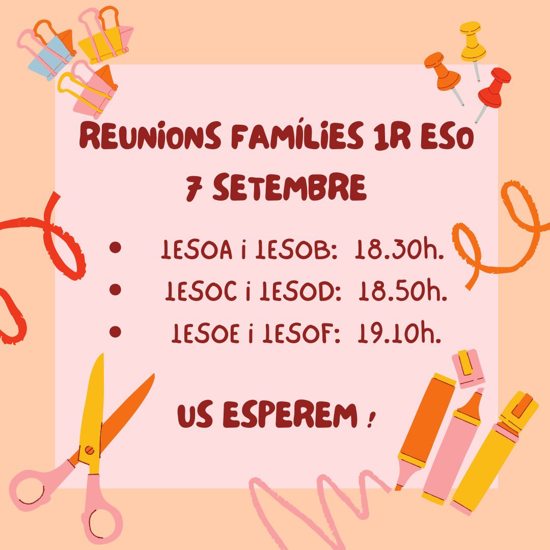 Informació per a l’inici de curs…tot preparat!💪🏼