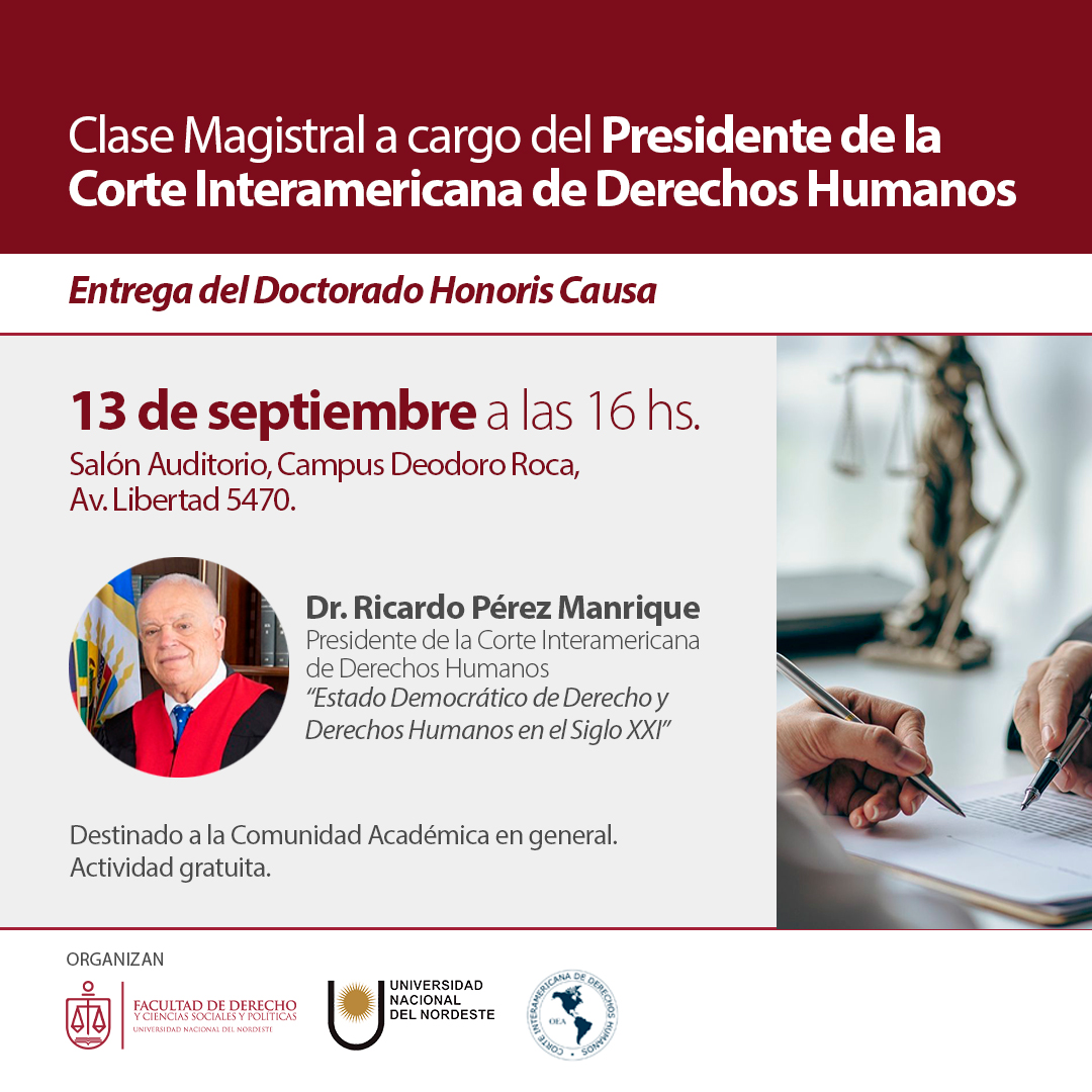 Derecho_Unne's tweet image. 🤩¡Clase Magistral a cargo del Presidente de la Corte Interamericana de Derechos Humanos!

#NoTeLoPodesPerder 😱 
🗓️ 13 de septiembre a las 16 hs.
📍 Salón Auditorio, Campus Deodoro Roca, Av. Libertad 5470.