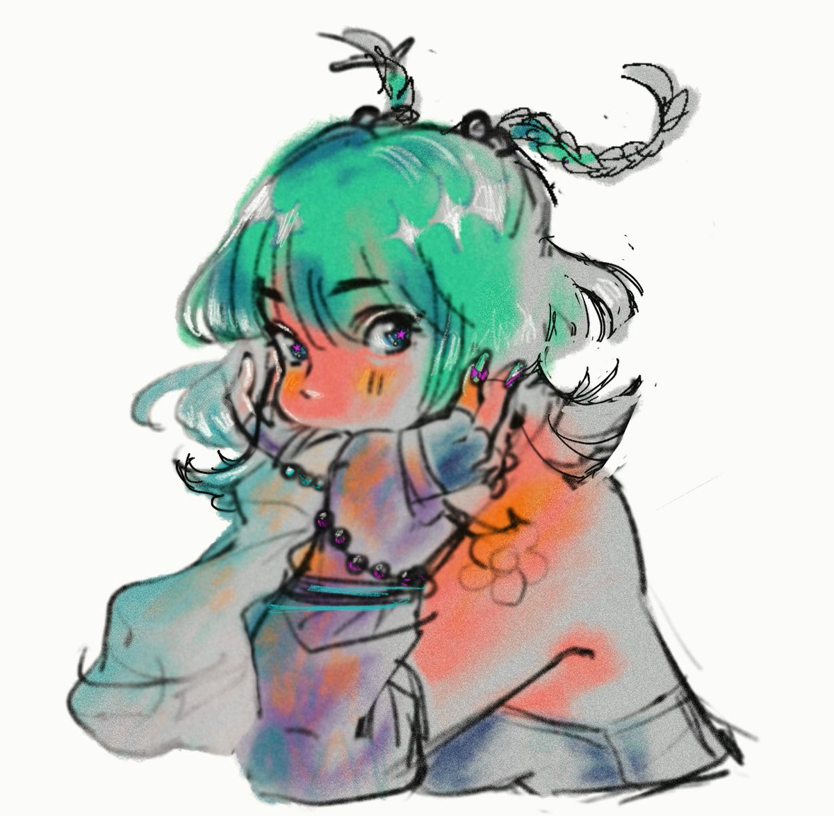 DacuriBlue's tweet photo. Color roughs for the girlie!

Testing an oil pastel coloring style that will be used for CGs

[pd 3.5] https://t.co/OqplVuAzp3