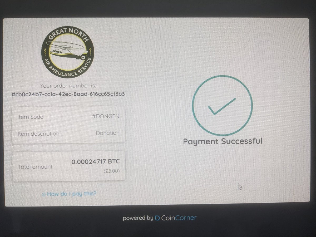 Freddie New (@freddienew) on Twitter photo It's a sad fact, but on more than one occasion members of my family have received help from air ambulance services. They're invaluable and life-saving and I'd encourage all Bitcoiners to have a go to see how easy a donation in #Bitcoin can be. Thanks to <a href="/CoinCorner/">CoinCorner</a> - smooth UX! It's a sad fact, but on more than one occasion members of my family have received help from air ambulance services. They're invaluable and life-saving and I'd encourage all Bitcoiners to have a go to see how easy a donation in #Bitcoin can be. Thanks to <a href="/CoinCorner/">CoinCorner</a> - smooth UX!